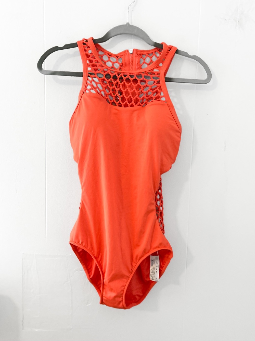 SEAFOLLY US 10 Nectarine Orange Mesh About High Neck One Piece Swimsuit - Picture 2 of 16